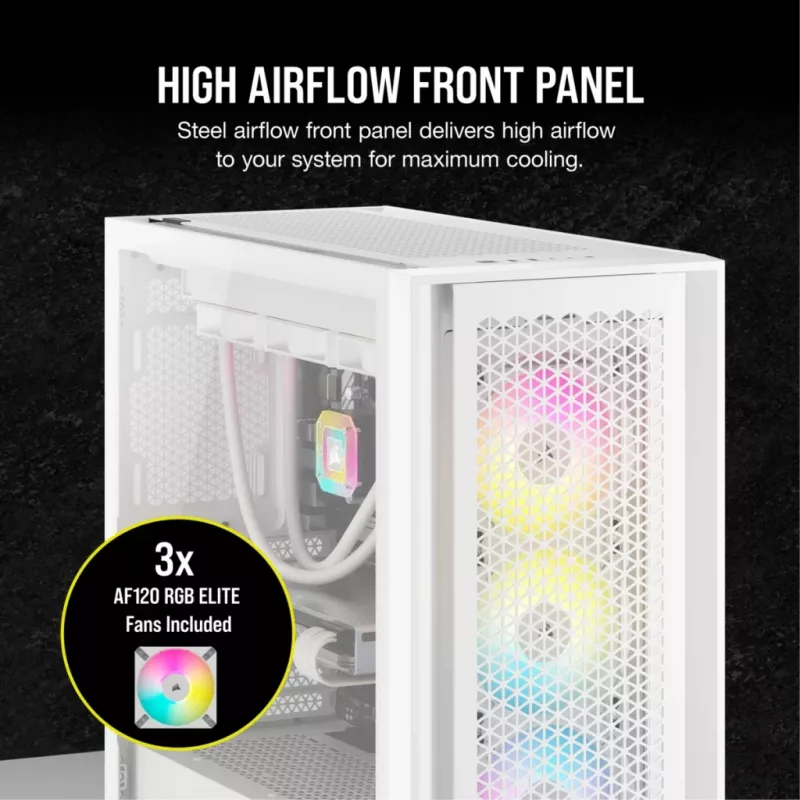 PC korpuss Corsair iCUE 5000D RGB Airflow Midi Tower balts
