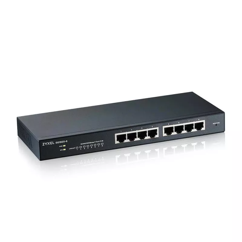Zyxel GS1900-8 Vadāms L2 Gigabit Ethernet (10/100/1000) Melns
