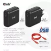 CLUB3D ceļojumu lādētājs 100 W GAN tehnoloģija, USB-IF TID sertificēts, viena pieslēgvieta USB Type-C, atbalsta Power Delivery (PD) 3.0