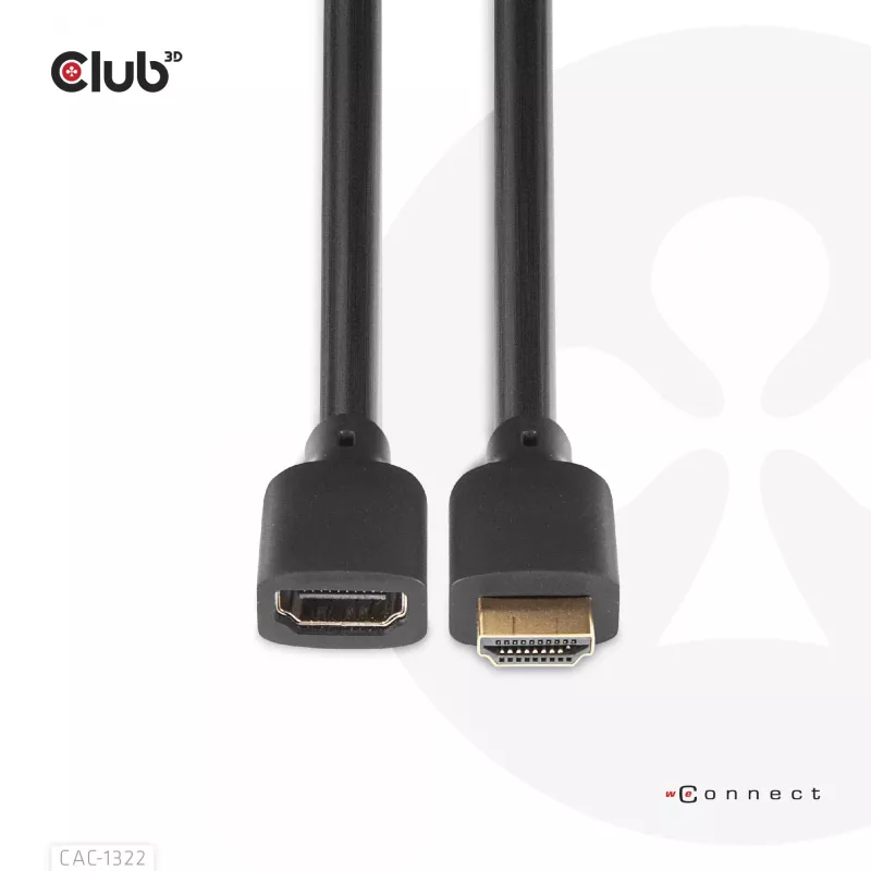 CLUB3D Ultra High Speed HDMI pagarinājuma kabelis 4K120Hz 8K60Hz 48Gbps M/F 1 m / 3.28 ft 30AWG