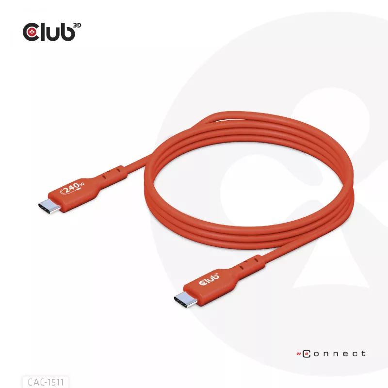CLUB3D USB2 Type-C divvirzienu USB-IF sertificēts kabelis datiem 480Mb, PD 240W(48V/5A) EPR M/M 1m / 3.23 ft