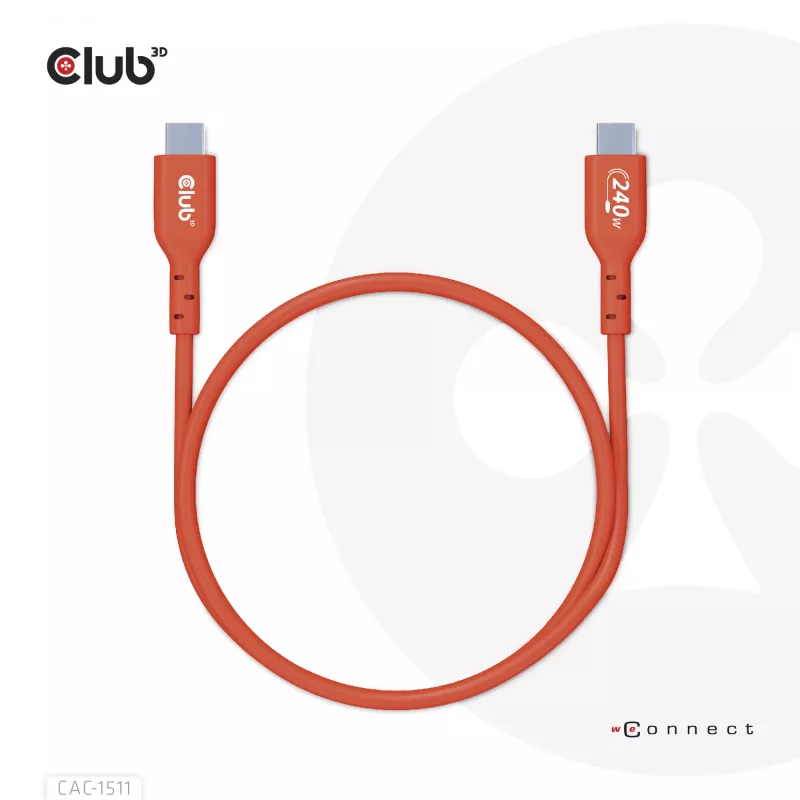 CLUB3D USB2 Type-C divvirzienu USB-IF sertificēts kabelis datiem 480Mb, PD 240W(48V/5A) EPR M/M 1m / 3.23 ft