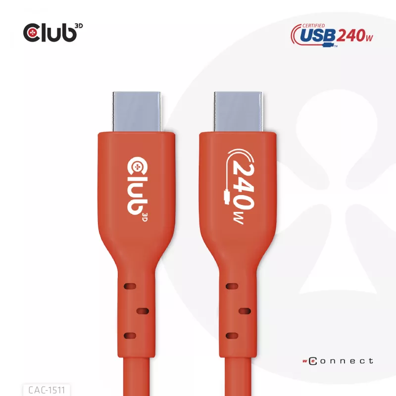 CLUB3D USB2 Type-C divvirzienu USB-IF sertificēts kabelis datiem 480Mb, PD 240W(48V/5A) EPR M/M 1m / 3.23 ft