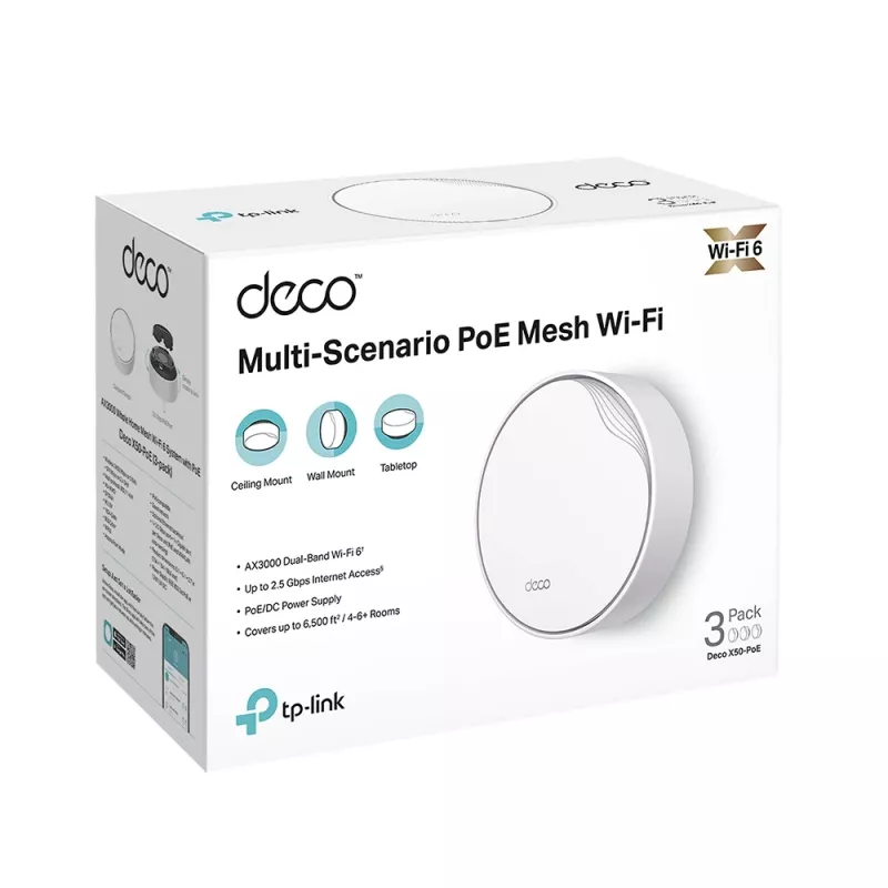 TP-Link AX3000 Whole Home Mesh Wi-Fi 6 sistēma ar PoE