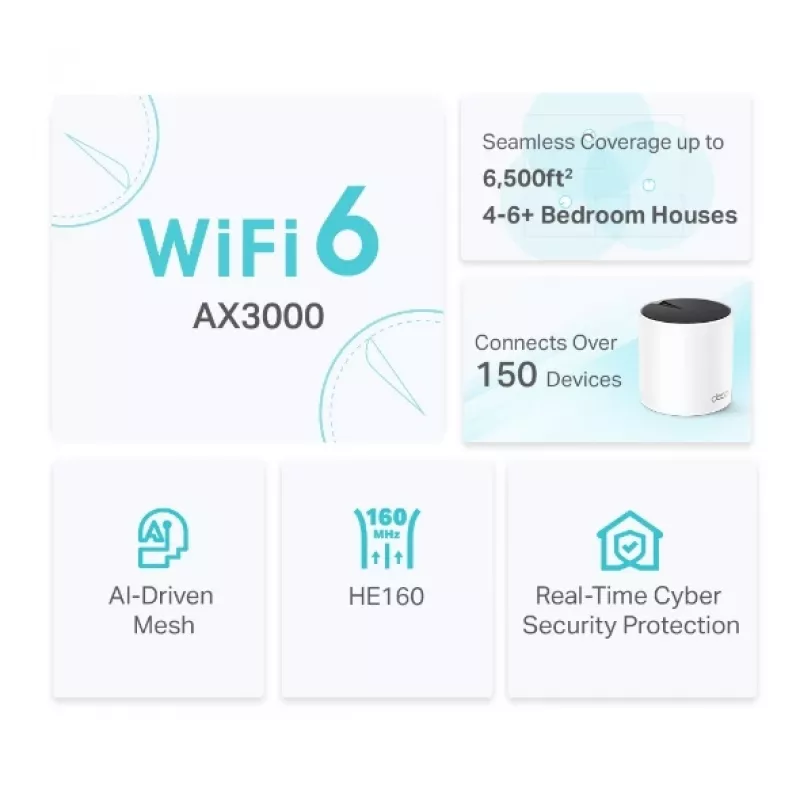 Maršrutētājs TP-Link AX3000 Divjoslu 2.4 GHz 5 GHz Wi-Fi 6