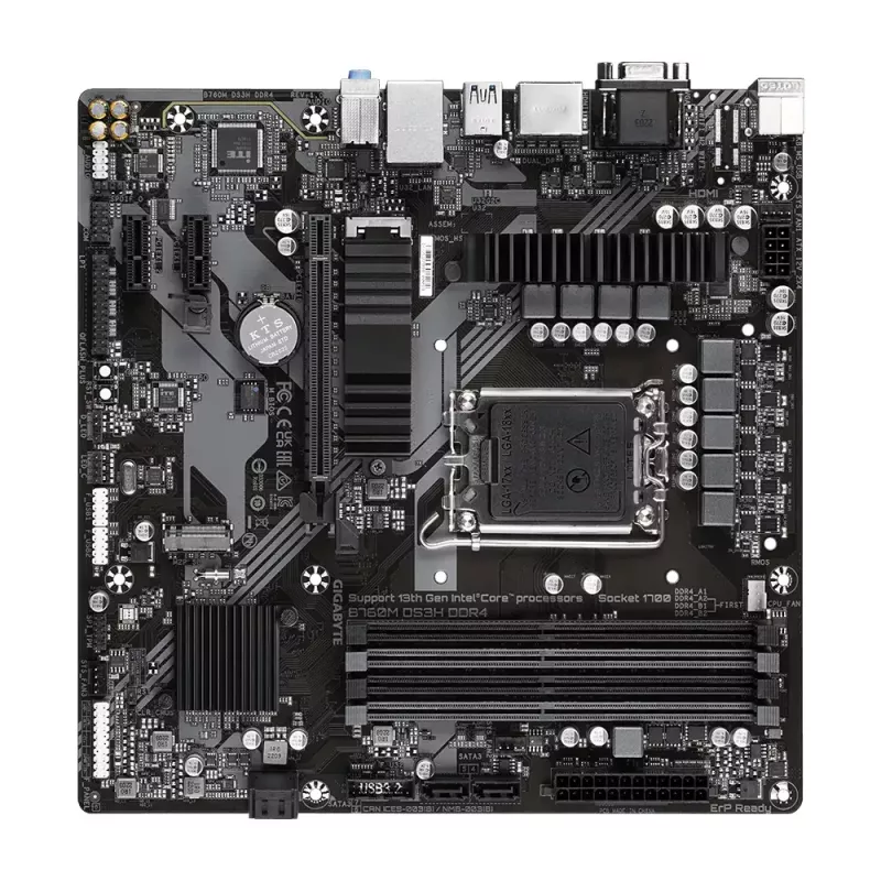 Mātesplate GIGABYTE B760M DS3H DDR4 Micro ATX, Intel LGA 1700, 4x DIMM, 128GB, 2.5Gb LAN, 2x M.2, HDMI+DP