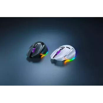 Spēļu pele Razer Basilisk V3 Pro — labā roka, optiskā 30 000 DPI, RF bezvadu/Bluetooth/USB-C, balta