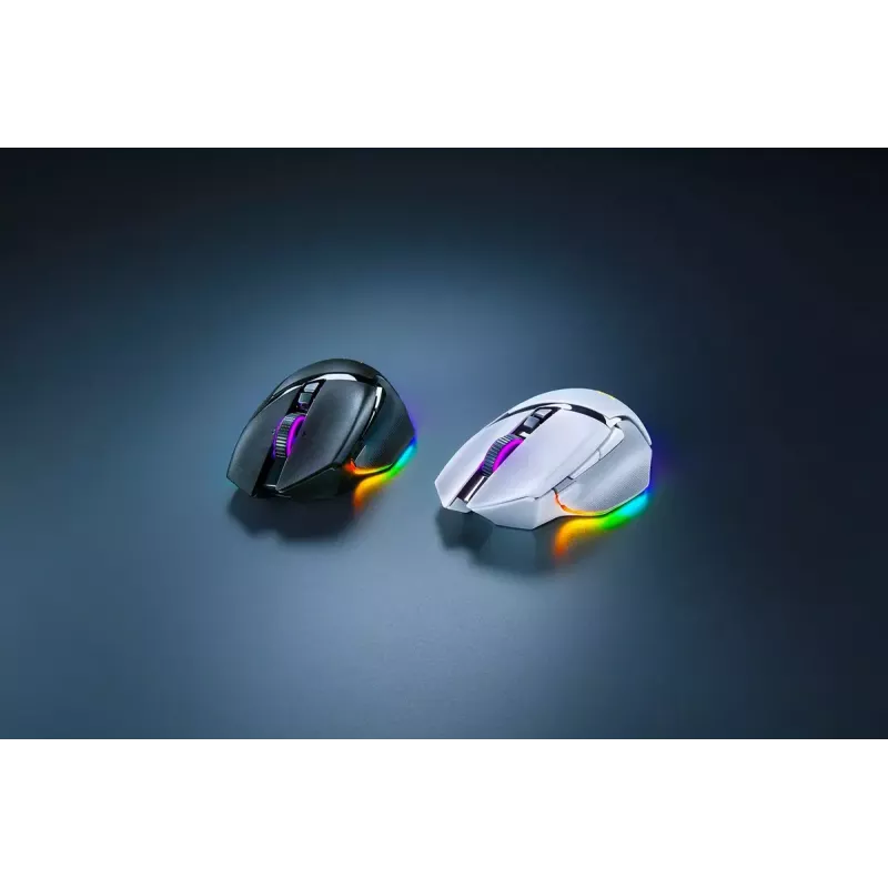Spēļu pele Razer Basilisk V3 Pro — labā roka, optiskā 30 000 DPI, RF bezvadu/Bluetooth/USB-C, balta