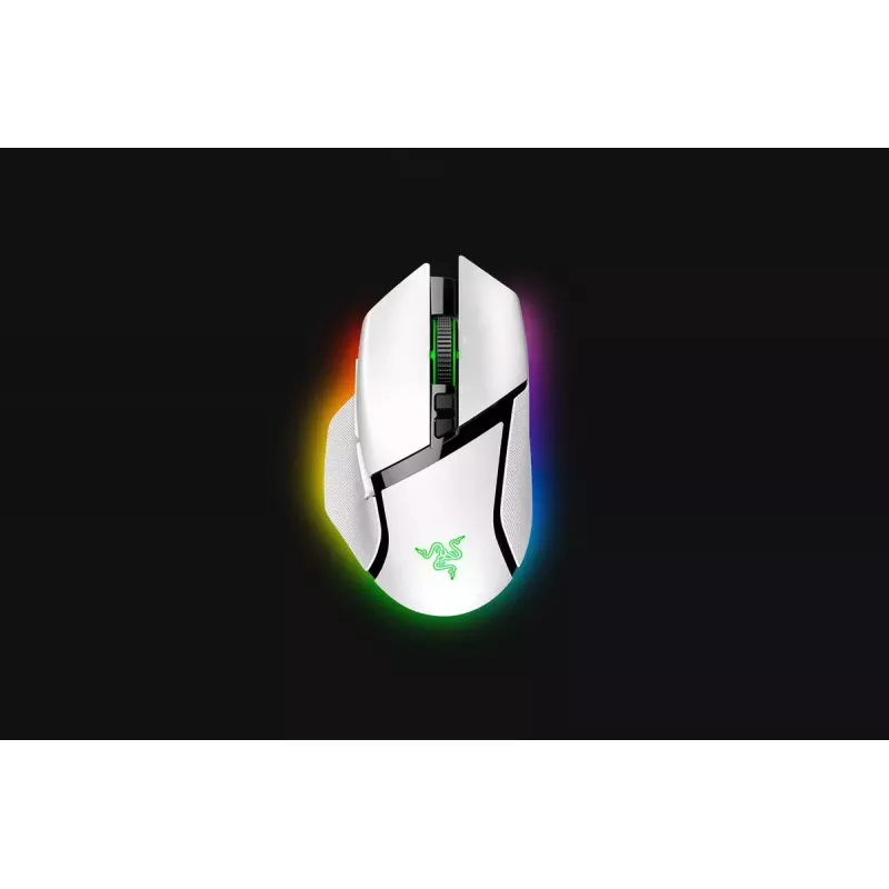 Spēļu pele Razer Basilisk V3 Pro — labā roka, optiskā 30 000 DPI, RF bezvadu/Bluetooth/USB-C, balta