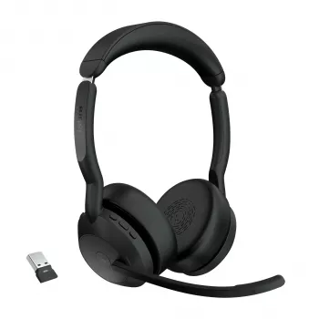 Jabra Evolve2 55 - Link380a MS Stereo, bezvadu, biroja/zvanu centrs, 20 - 20000 Hz, 130 g, austiņas, melna