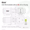CLUB3D ceļojumu lādētājs PPS 65W GAN tehnoloģija, trīs porti (2x USB Type-C + USB Type-A) Power Delivery (PD) 3.0 atbalsts