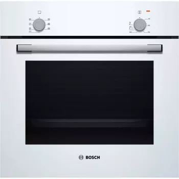 Iebūvējamā elektriskā cepeškrāsns Bosch Serie 2 HBF010BV1S — 66 L, rotācijas vadības ierīces, halogēna lampa, A klase, balta