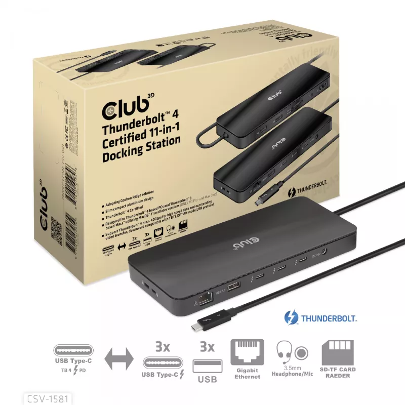 Dokstacija CLUB3D Thunderbolt 4 Certified 11-in-1 140W