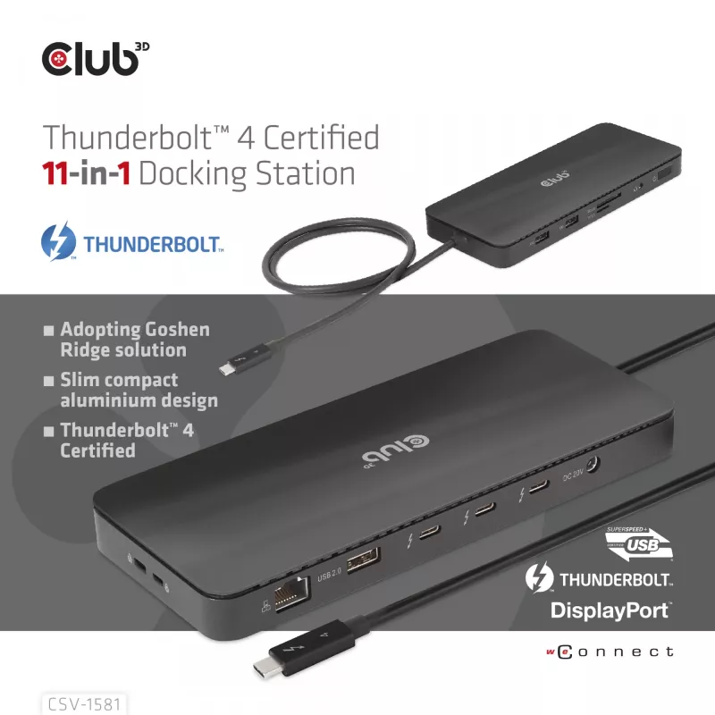 Dokstacija CLUB3D Thunderbolt 4 Certified 11-in-1 140W