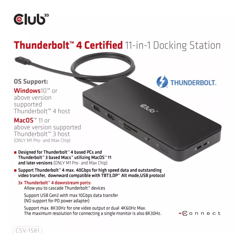 Dokstacija CLUB3D Thunderbolt 4 Certified 11-in-1 140W