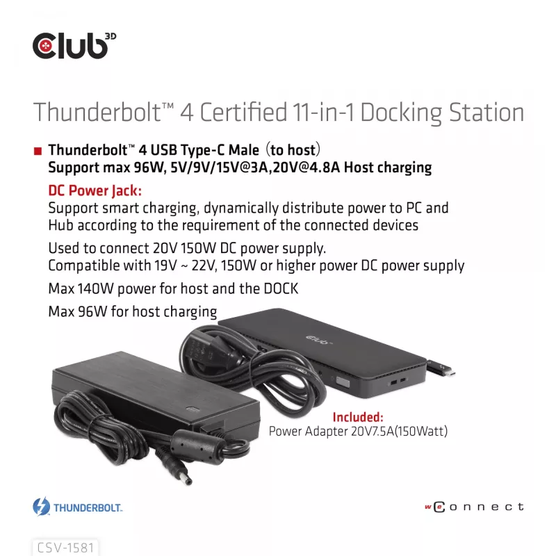 Dokstacija CLUB3D Thunderbolt 4 Certified 11-in-1 140W