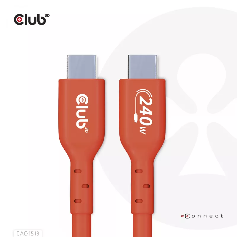 CLUB3D USB2 Type-C divvirzienu USB-IF sertificēts datu kabelis 480Mb, PD 240W(48V/5A) EPR M/M 3m / 9.84 ft