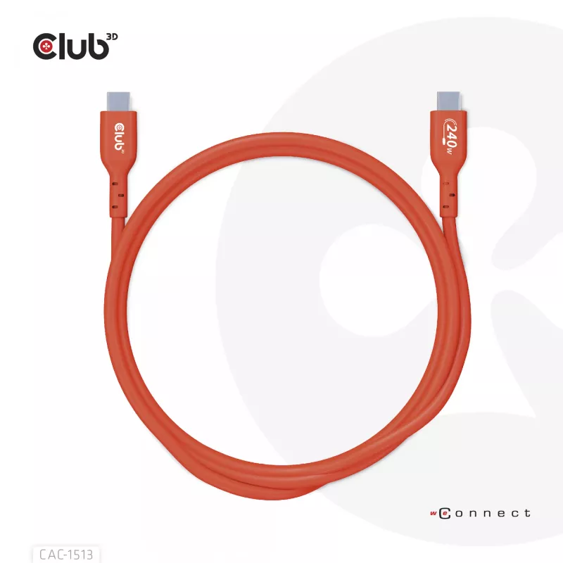 CLUB3D USB2 Type-C divvirzienu USB-IF sertificēts datu kabelis 480Mb, PD 240W(48V/5A) EPR M/M 3m / 9.84 ft