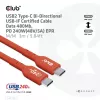 CLUB3D USB2 Type-C divvirzienu USB-IF sertificēts datu kabelis 480Mb, PD 240W(48V/5A) EPR M/M 3m / 9.84 ft