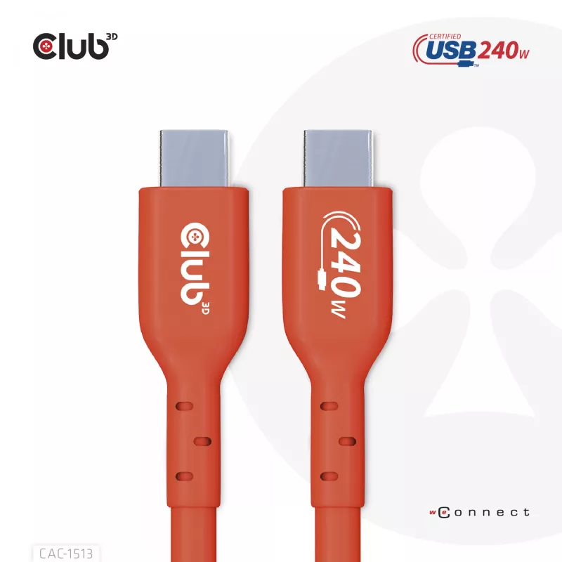 CLUB3D USB2 Type-C divvirzienu USB-IF sertificēts datu kabelis 480Mb, PD 240W(48V/5A) EPR M/M 3m / 9.84 ft