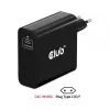 CLUB3D Ceļojumu lādētājs 140 W GaN tehnoloģija, viens USB Type-C ports, Power Delivery (PD) 3.1 atbalsts