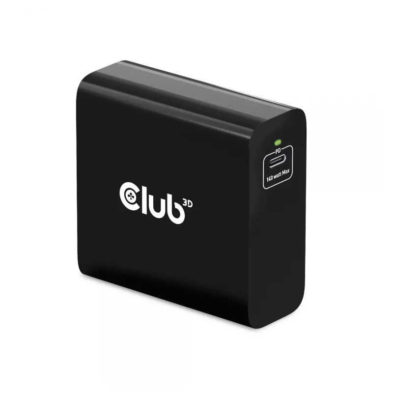 CLUB3D Ceļojumu lādētājs 140 W GaN tehnoloģija, viens USB Type-C ports, Power Delivery (PD) 3.1 atbalsts