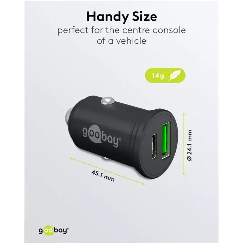 Goobay Dual-USB Auto ātrais lādētājs USB-C PD 45W melns