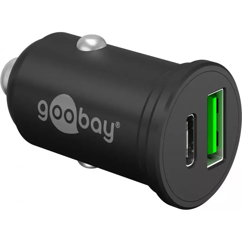 Goobay Dual-USB Auto ātrais lādētājs USB-C PD 45W melns