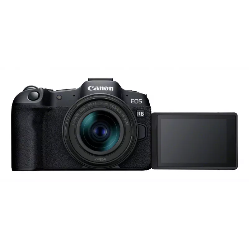 Canon EOS R8 + RF 24-50mm F4.5-6.3 IS STM Kit, 24,2 MP, 6000 x 4000 pikseļi, CMOS, 4K Ultra HD, skārienjūtīgs ekrāns, melns