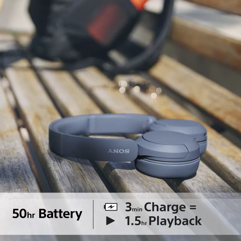 Sony WH-CH520 Bezvadu austiņas ar galvas saiti Zvaniem/Mūzikai USB Type-C Zilā krāsā