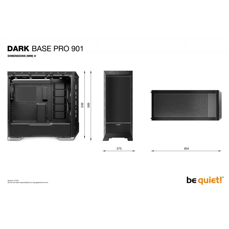 PC korpuss be quiet! DARK BASE PRO 901 | Full Tower | Melns