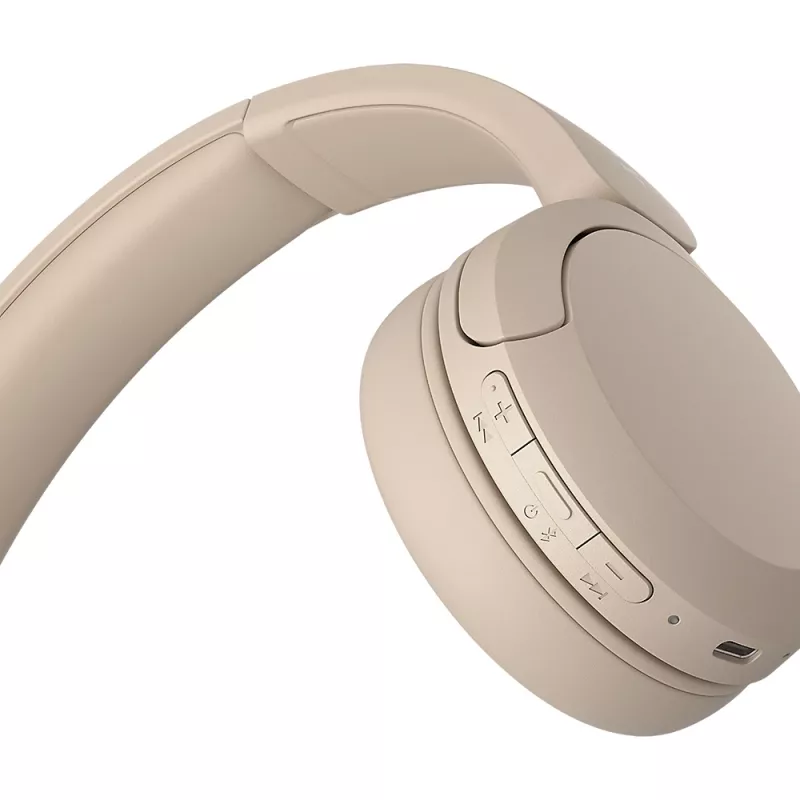 Sony WH-CH520 Bezvadu austiņas, galvas saite, zvaniem/mūzikai, USB Type-C, Bluetooth, uzlādes statīvs, krēmkrāsas