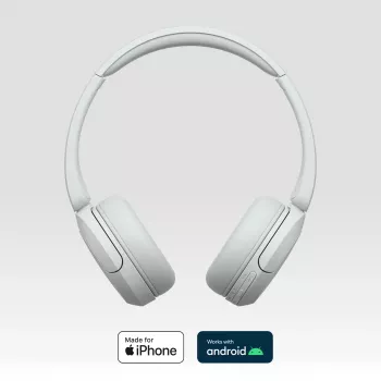 Sony WH-CH520 bezvadu uz ausīm liekamas austiņas ar mikrofonu, Bluetooth 5.2, 50 h atskaņošanas laiks, USB-C uzlāde, baltas