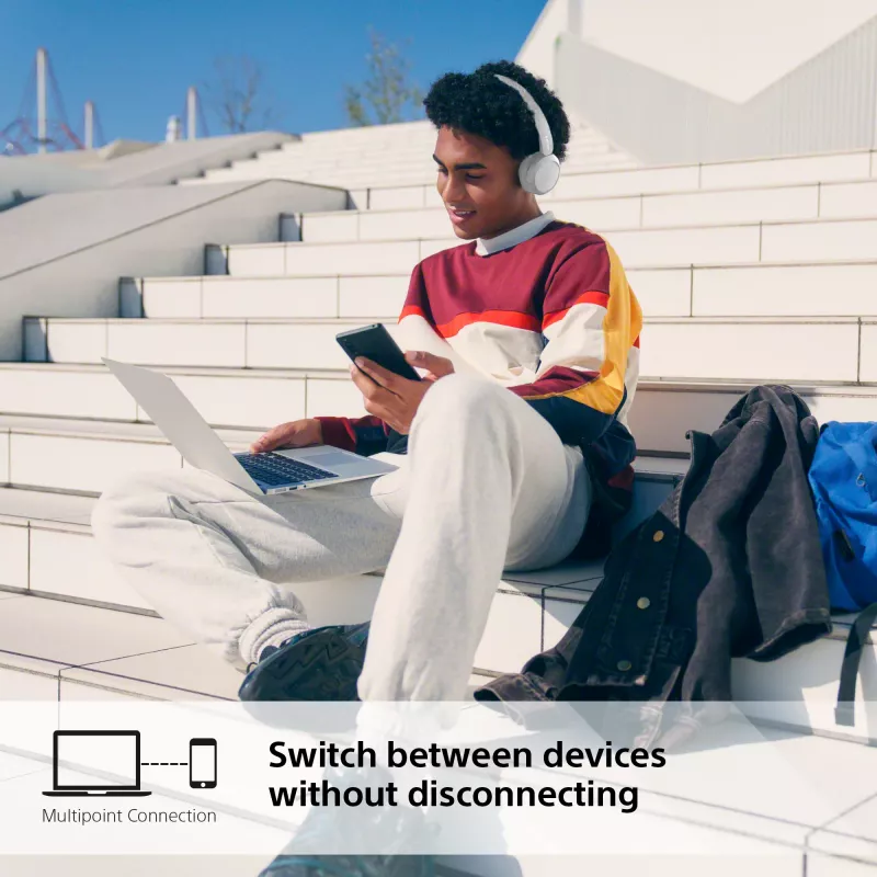 Sony WH-CH520 bezvadu uz ausīm liekamas austiņas ar mikrofonu, Bluetooth 5.2, 50 h atskaņošanas laiks, USB-C uzlāde, baltas