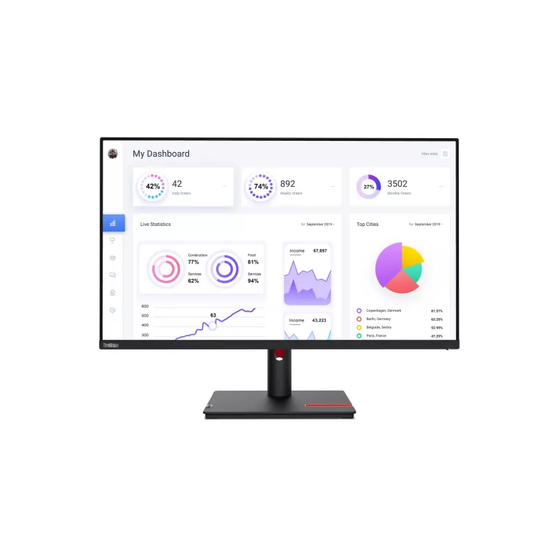 Lenovo ThinkVision T32p-30 datora monitors 80 cm (31,5 collas) 3840 x 2160 pikseļi 4K Ultra HD LED melns