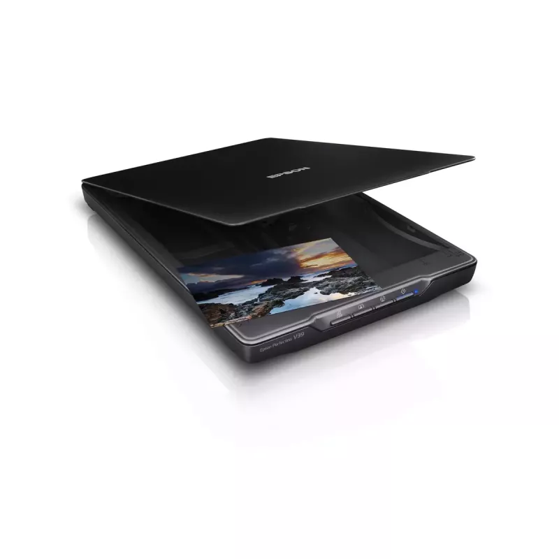 Plakanvirsmas skeneris Epson Perfection V39II — A4, 4800 x 4800 DPI, CIS, USB barošana, Melns