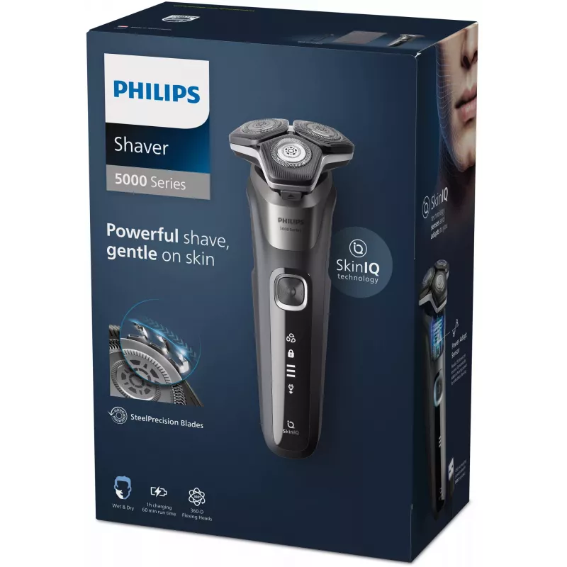 Philips SHAVER Series 5000 S5887/10 Slapjai un sausai skūšanai paredzēts elektriskais skuveklis un mīksts somiņš