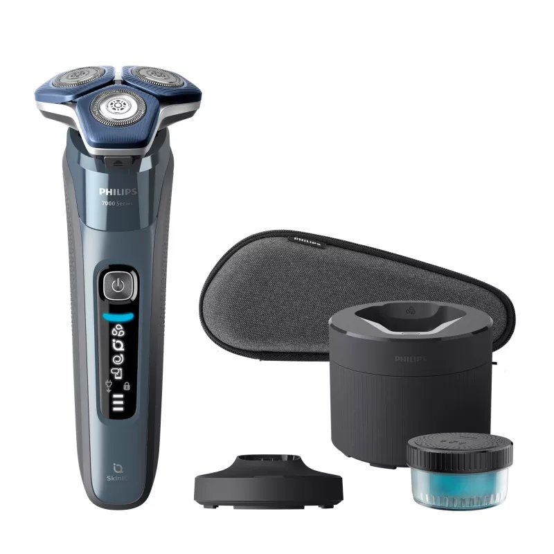 Philips SHAVER Series 7000 S7882/55 mitrais un sausais elektriskais skuveklis, tīrīšanas kapsula un maciņš