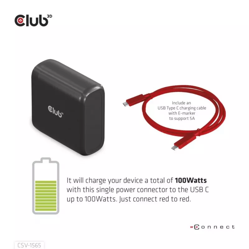 CLUB3D USB Gen1 Type-C Triple Display DP1.4 Alt mode Smart PD3.0 uzlādes dokstacija ar 100 vatu barošanas avotu