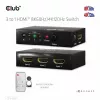 CLUB3D 3 uz 1 HDMI™ 8K60Hz/4K120Hz pārslēdzējs, 7680 x 4320 pikseļi, 8K Ultra HD, melns