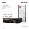 CLUB3D 3 uz 1 HDMI™ 8K60Hz/4K120Hz pārslēdzējs, 7680 x 4320 pikseļi, 8K Ultra HD, melns