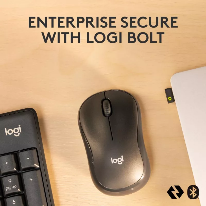 Tastatūras un peles komplekts Logitech MK370 Combo for Business — pilnizmēra QWERTY (US International), RF bezvadu + Bluetooth, grafīts