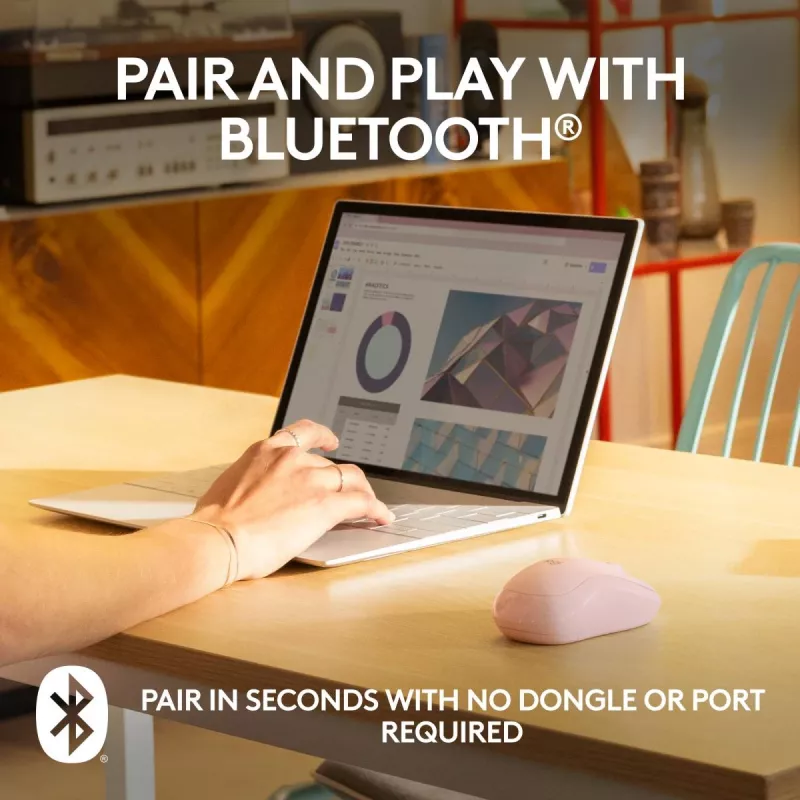 LOGITECH M240 Klusā pele - Bluetooth - Rozā