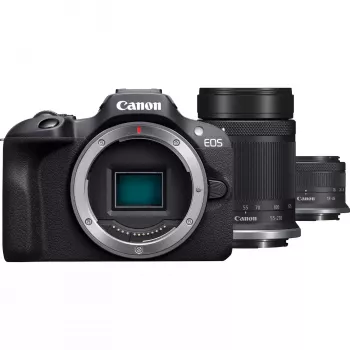 Canon EOS R100 + RF-S 18-45mm F4.5-6.3 IS STM + RF-S 55-200mm F5-7.1 IS STM komplekts MILC 24,1 MP CMOS 6000 x 4000 pikseļi Melns