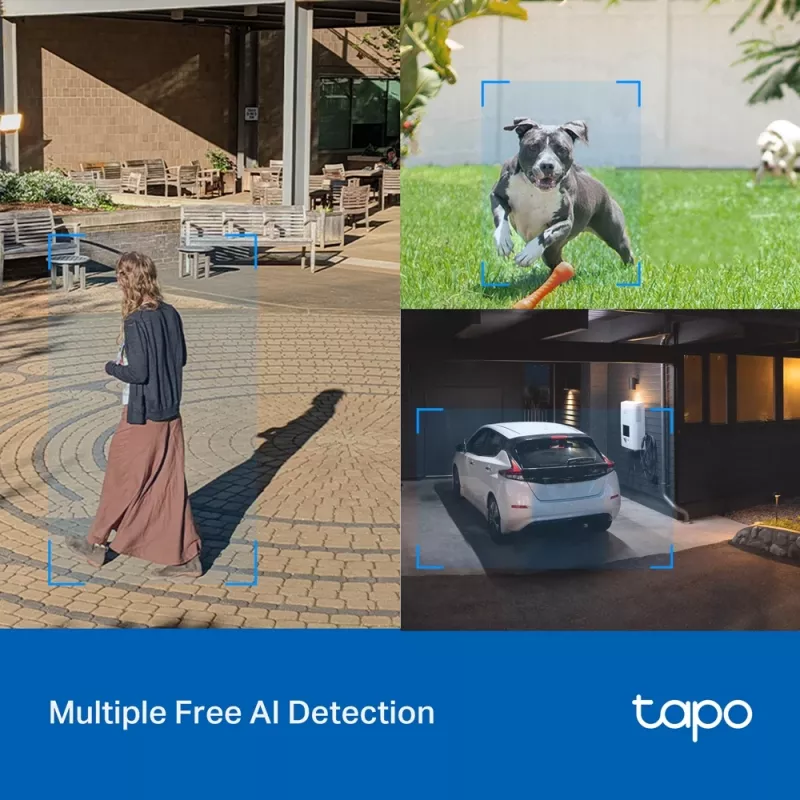 TP-Link Tapo āra pagriežamā/noliecamā drošības Wi-Fi kamera, IP drošības kamera, iekštelpām un āra, bezvadu, CE, FCC, RoHS, RCM, griestu, melna, balta