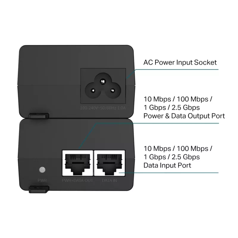 TP-Link Omada 2.5G PoE+ Injektora adapteris