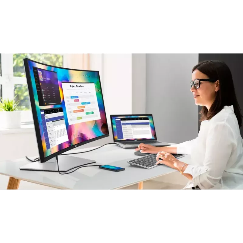 DELL UltraSharp U3824DW datora monitors 95,2 cm (37,5 collu) 3840 x 1600 pikseļi Wide Quad HD+ LCD Melns, Sudrabs