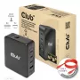 CLUB3D Starptautiskais ceļojumu lādētājs 140W GaN tehnoloģija, Četri porti USB Type-A (1x) un -C (3x), PPS + Power Delivery (PD) 3.1 atbalsts