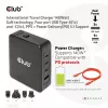 CLUB3D Starptautiskais ceļojumu lādētājs 140W GaN tehnoloģija, Četri porti USB Type-A (1x) un -C (3x), PPS + Power Delivery (PD) 3.1 atbalsts