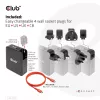 CLUB3D Starptautiskais ceļojumu lādētājs 140W GaN tehnoloģija, Četri porti USB Type-A (1x) un -C (3x), PPS + Power Delivery (PD) 3.1 atbalsts